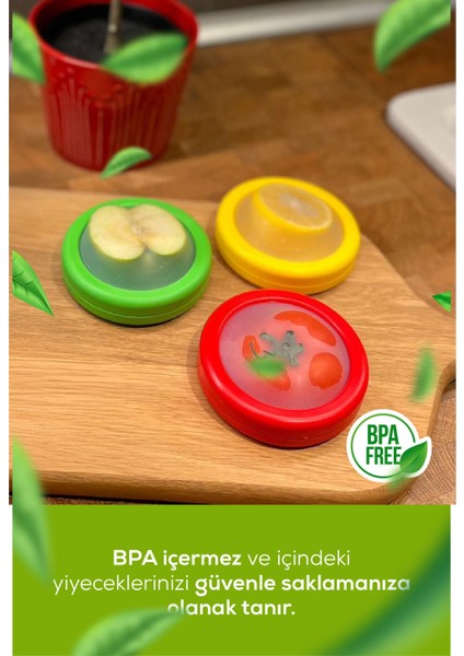 3lü Buzdolabı Için Yarım Meyve ve Sebze Koruma Kabı - Limon, Soğan, Domates Saklama Kutusu Renkli indirimleri