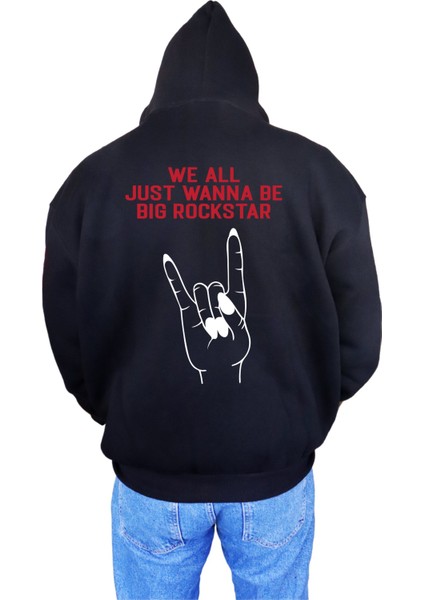 Rockstar Baskılı Kar Maskeli Fermuarlı Sweatshirt, Oversize 3 Iplik Şardonlu Kışlık Hırka fiyatları
