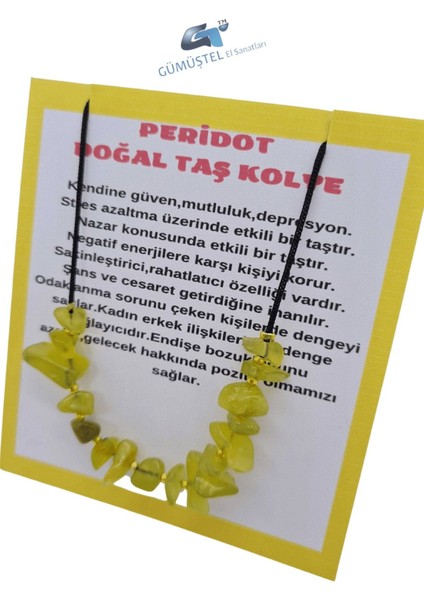 Sertifikalı Peridot Doğal Taş Tasarım Kolye Orijinal Çok Fonksiyonlu Ayarlanabilir Kolye