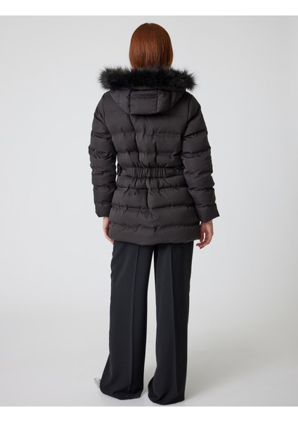 Şişme Mont Kapüşonlu Suni Kürk Yaka Cepli Fermuarlı fırsatları