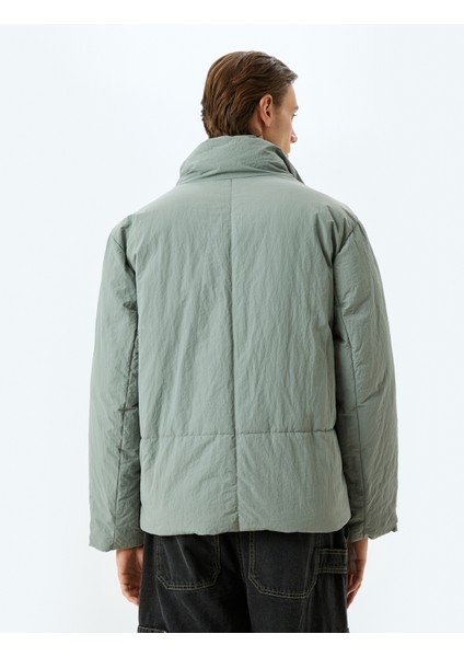 Dik Yaka Fermuarlı Slim Fit Şişme Mevsimlik Ceket fırsatları