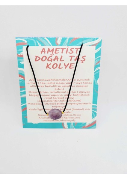 Sertifikalı Doğal Ametist Taşı Kolye Ayarlanabilir Orijinal Doğal Taş Çok Fonksiyonlu Kolye