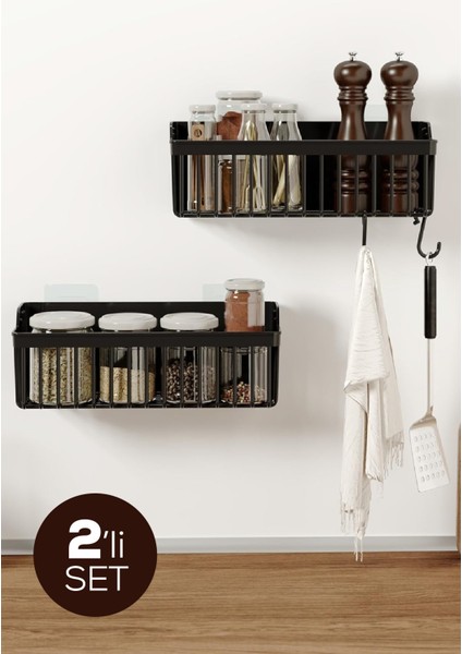 2li Yapışkanlı Banyo-Mutfak Organizer Raf