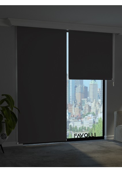 Koyu Gri Blackout Stor Perde Işık Geçirmez 110 cm x 260 cm Düz Desenli