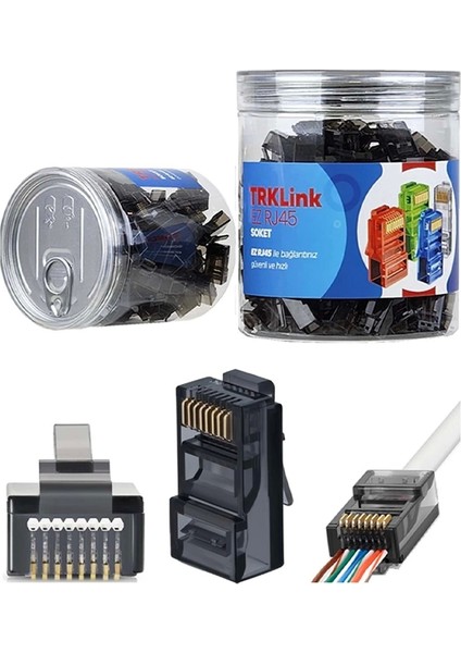 Trklink Ez RJ45 Konnektör (Siyah) 100 'lü Paket Yeni Nesil