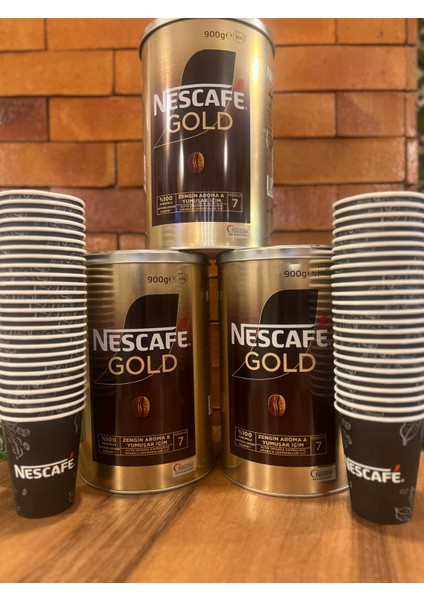 Gold 900 gr x 3 Adet + 100 Adet Kapaklı Bardak