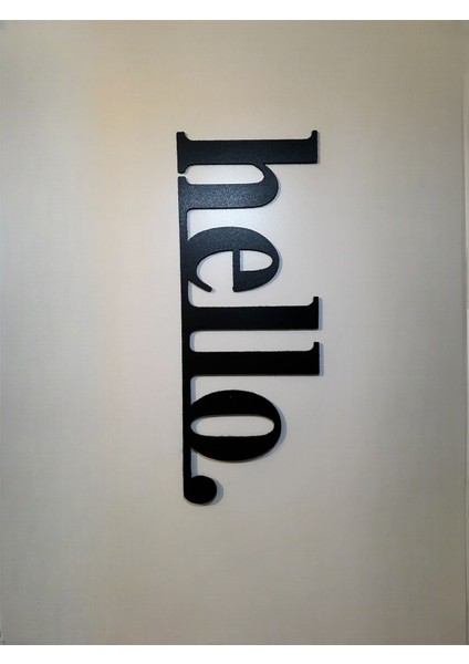 Hello Siyah Ahşap Duvar Yazısı Duvar Dekor Mdf