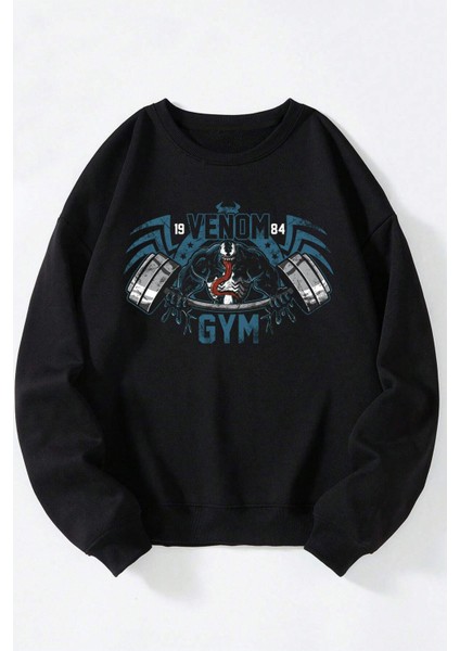 Kanye West Baskılı Kadın/erkek Siyah Bisiklet Yaka Pamuklu Sweatshirt