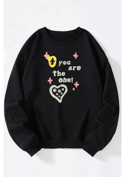 Wıldly Cowboy Baskılı Kadın/erkek Siyah Bisiklet Yaka Pamuklu Sweatshirt