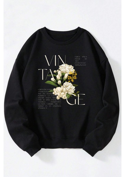 A Journey Of Life Korn Baskılı Kadın/erkek Siyah Bisiklet Yaka Pamuklu Sweatshirt