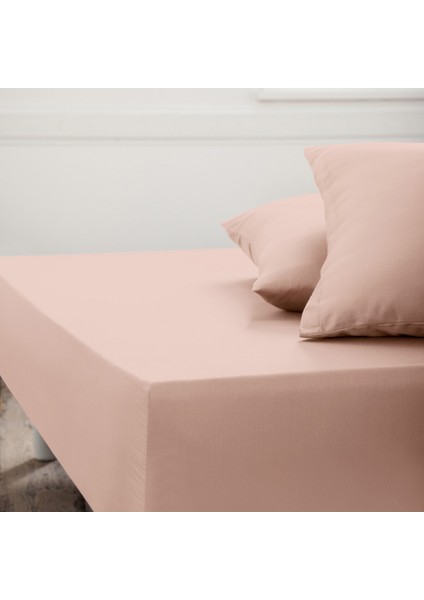 Home Yüzde Yüz Pamuklu Bej 90x190+50x70 Tek Kişilik Lastikli Çarşaf Seti