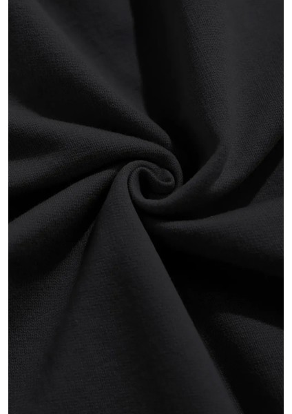 Euphorıc Portal Baskılı Kadın/erkek Siyah Bisiklet Yaka Pamuklu Sweatshirt