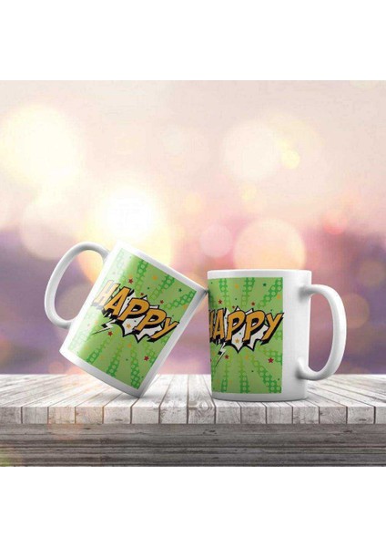Pop Art Serisi- Happy Hediyelik Kupa Bardak