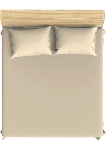 Pamuklu Bej 160 x 200+2*(50 x 70) Çift Kişilik Lastikli Çarşaf ve Yastık Kılıfı Seti