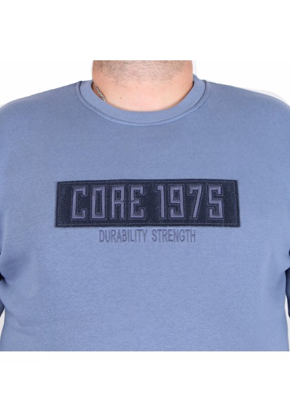 Erkek Büyük Beden Sıfır Yaka 3ip Sweat Core 1975 24209 Mavı fiyatları