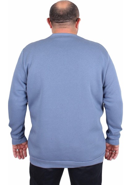 Erkek Büyük Beden Sıfır Yaka 3ip Sweat Core 1975 24209 Mavı modelleri