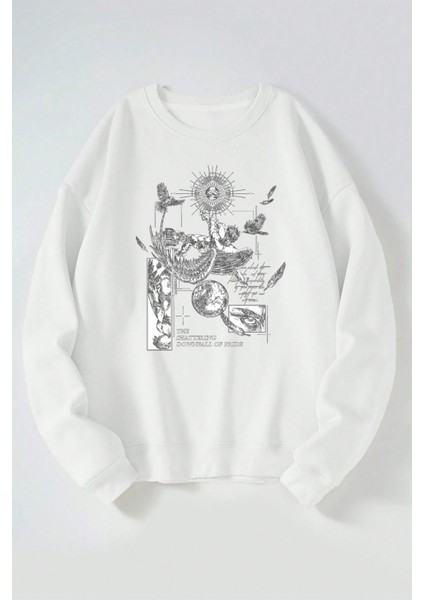 The Shatterıng Downfall Of Prıde Baskılı Kadın/erkek Beyaz Bisiklet Yaka Pamuklu Sweatshirt