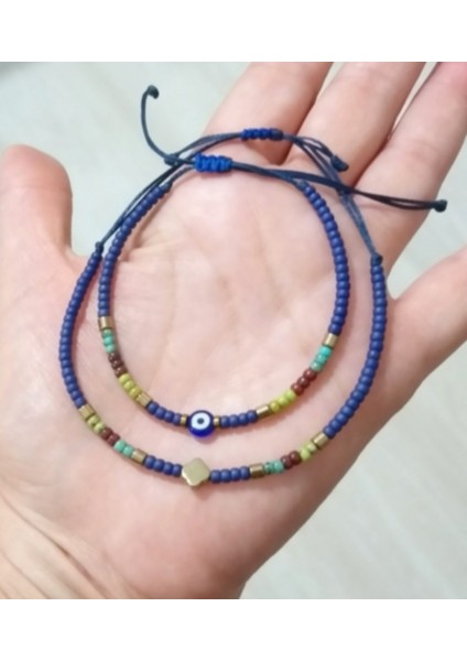 Yonca Şeklinde Hematit Doğaltaşlı Miyuki Round ve Nazar Boncuklu Ikili Bileklik fırsatları