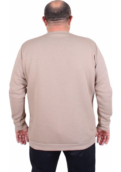 Erkek Büyük Beden Sıfır Yaka 3ip Sweat Core 1975 24209 Camel modelleri