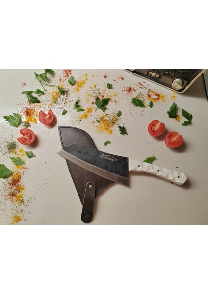 Ardabey Özel Üretim Mikarte Saplı Dövme El Işçiliği Santoku Şef Bıçağı fiyatları