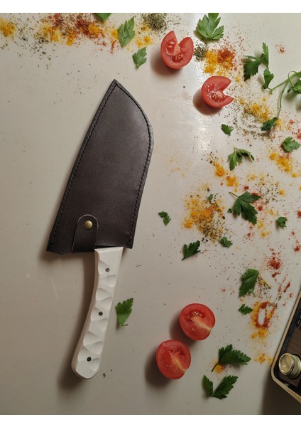 Ardabey Özel Üretim Mikarte Saplı Dövme El Işçiliği Santoku Şef Bıçağı modelleri