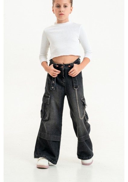 Kız Çocuk Zincirli Kot Pantolon G2134 fiyatları