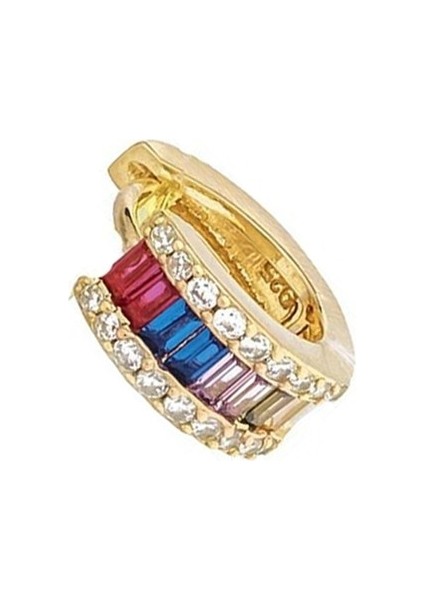 Rainbow Halka Gümüş Küpe SB1615, Ithal Ürün, 925 Ayar Gümüş Küpe, Altın Kaplama, Halka Küpe, Günlük Modern Küpe, Trend Ürünler, Baget Küpe fiyatları