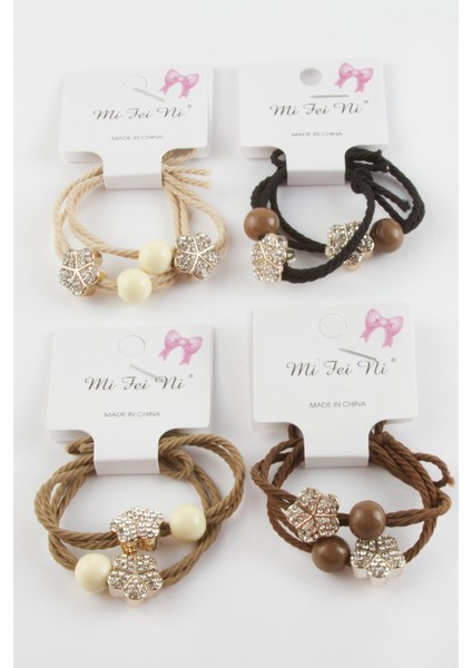 Çiçek Taşlı Lastikli Toka 2 Adet