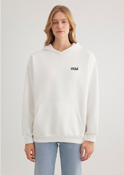 Logo Baskılı Kapüşonlu Ekru SWEATSHIRT1S10243-70057