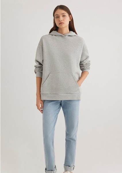 Kapüşonlu Gri SWEATSHIRT1S10186-83096