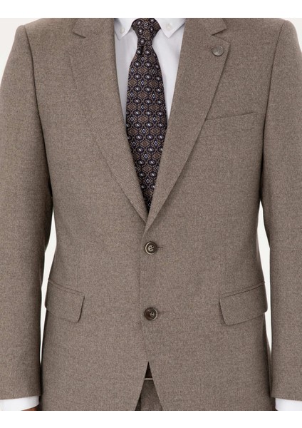 Erkek Açık Kahverengi Slim Fit Takım Elbise 50295825-VR002
