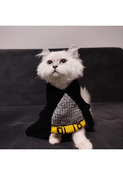 Kedi Köpek için Kazak Pelerin Tek Parça Batman Kostümü