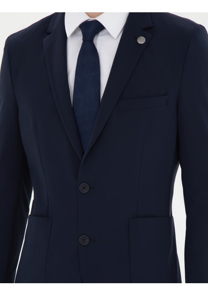 Erkek Lacivert Esnek Fit Blazer Ceket 50287775-VR033