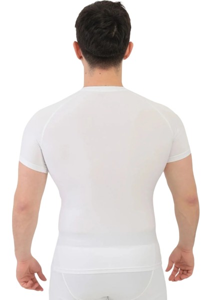 Beyaz Kısa Kollu Compression Body T-Shirt Fitness Body Gym Body Tshirt indirimleri