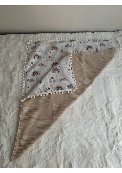 Waffle Pike ve Dağ Müslin Kombinli Çift Taraflı 100X85 cm Bebek Battaniye , Pike fiyatları