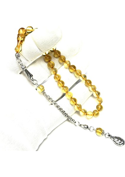 Bilek Boy Küre Model Püsküllü 8-8mm Sıkma Ateş Kehribar Tesbih