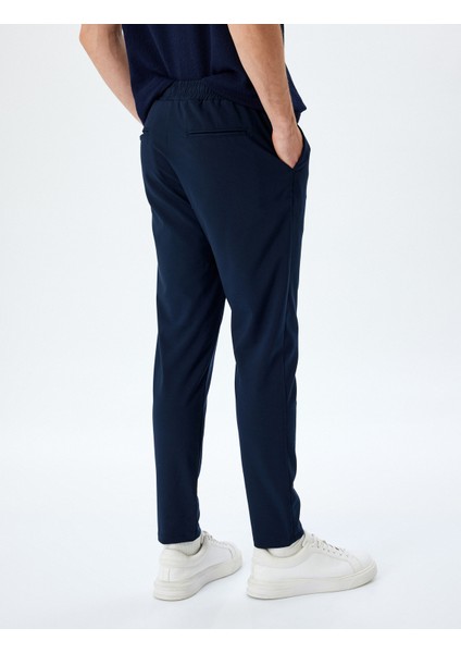 Slim Fit Cep Detaylı Viskon Karışımlı Beli Bağcıklı Pantolon