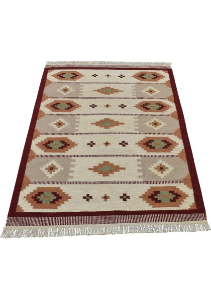 Yeni El Dokuma Özel Tasarım Modern Geometrik Yün Kilim 5416