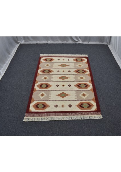 Yeni El Dokuma Özel Tasarım Modern Geometrik Yün Kilim 5416