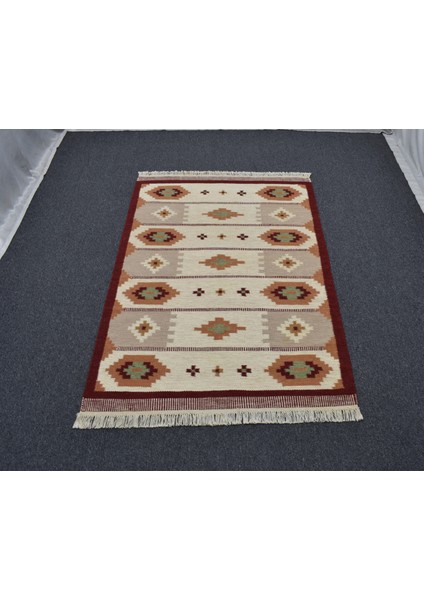 Yeni El Dokuma Özel Tasarım Modern Geometrik Yün Kilim 5416