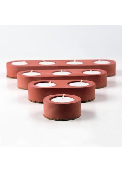Inytium Serisi Dekoratif Kiremit Renk Beton Tealight Mumluk (Tealight Hediyeli!...) fırsatları