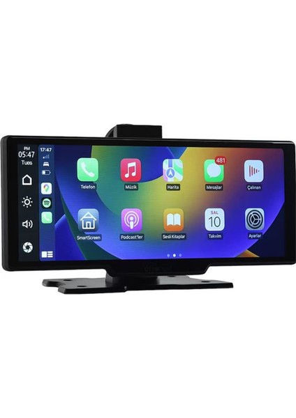 Ottocast 10" Taşınabilir Apple Carplay & Android Auto, Ön & Arka Kameralı Araç Multimedya