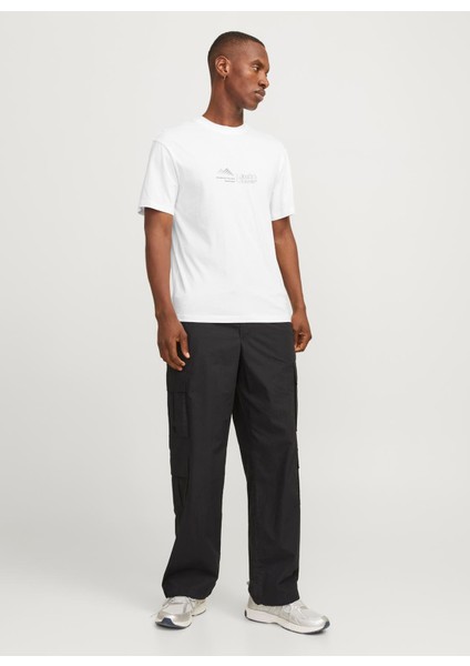 Bisiklet Yaka Beyaz Erkek T-Shirt Jcolıma Logo Tee Ss Crew Neck Bf Ln