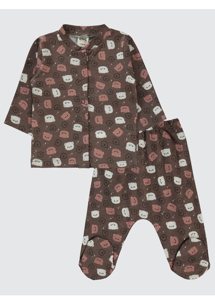 Kız Bebek Pijama Takımı 1-6 Ay Kahverengi