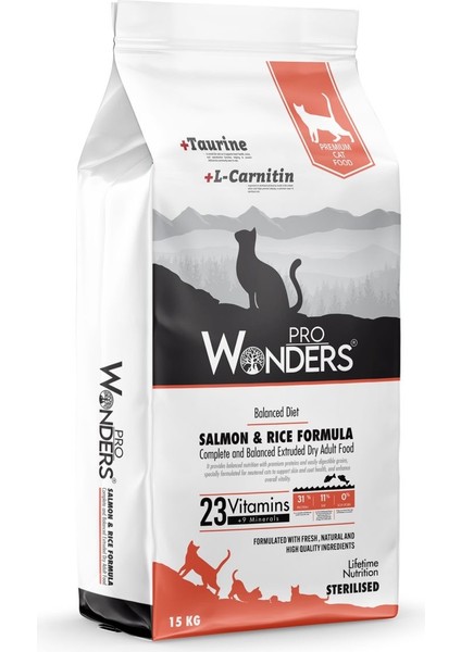 Pro Wonders Somonlu ve Pirinçli 15 kg Premium Kısırlaştırılmış Kedi Maması