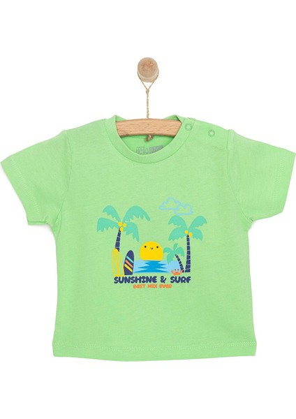 Basic Erkek Güneş ve Palmiye Baskılı T-Shirt Erkek Bebek