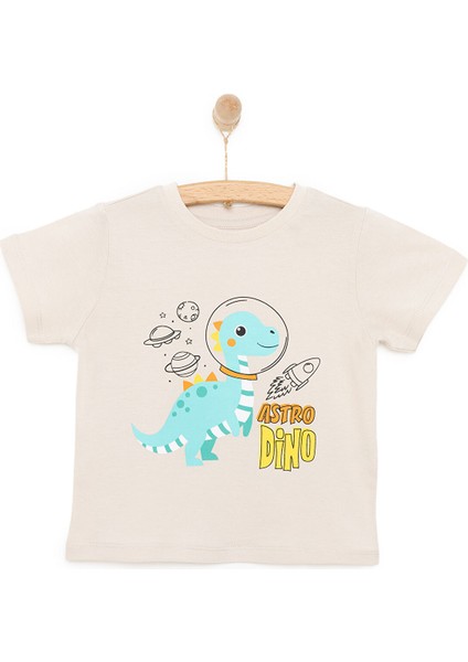 Basic Erkek Astro Dinozor Baskılı T-Shirt Erkek Bebek