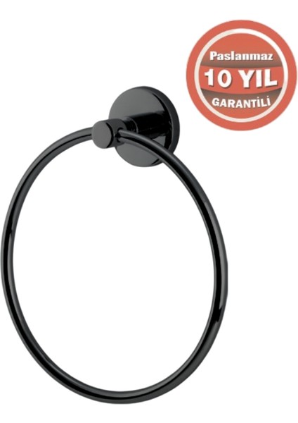 Paslanmaz Pirinç Flora Yuvarlak Havluluk Mat Siyah