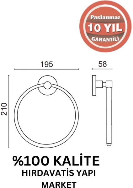 Paslanmaz Pirinç Flora Yuvarlak Havluluk Mat Siyah fiyatları