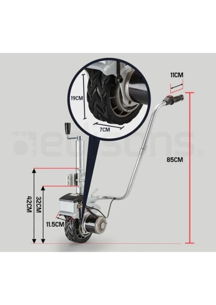 Jockey Wheel Mover 12V 2270 kg Yatek Karavan Tekne